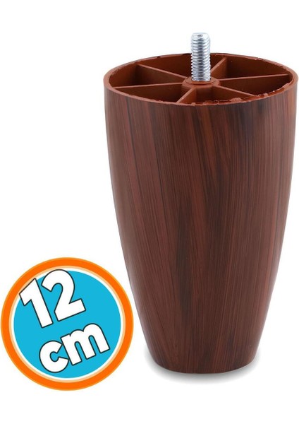 Mobilya Yükseltici Kanepe Ünite Koltuk Ayağı Baza Ayakları Ceviz Desen Plastik Ayak 12 cm 4 Adet Kah