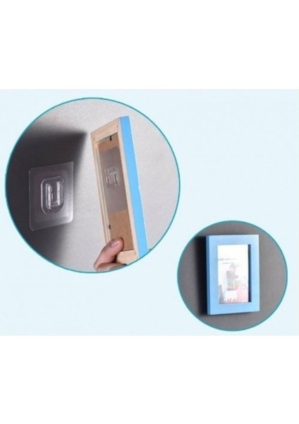 4 Lü Set Çift Taraflı Yapışkanlı Geçmeli Klips Eşya Sabitleme Askısı Çerçeve Şeffaf Duvar Kancası Şe indirimleri