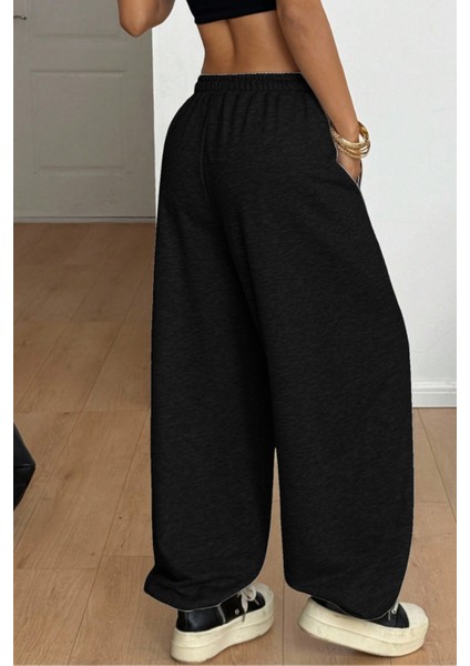 Erkek Kadın Baggy Bol Kesim Eşofman Altı Jogger Paça Siyah Gri Füme Oversize fiyatları