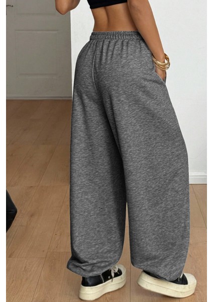 Erkek Kadın Baggy Bol Kesim Eşofman Altı Jogger Paça Siyah Gri Füme Oversize indirimleri