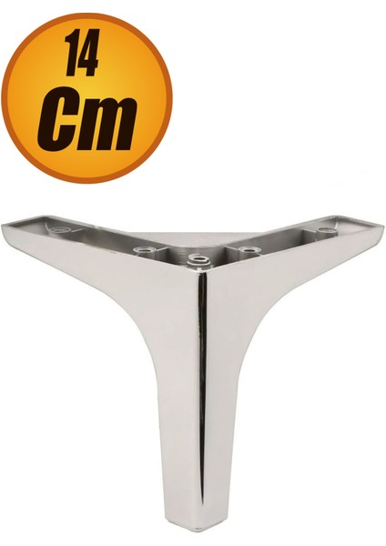 Yonca Lüks Mobilya Kanepe Sehpa Tv Ünitesi Koltuk Ayağı 14 cm Parlak Krom Baza Ayakları Gri Tekli Ko