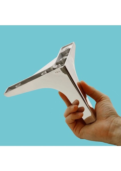 Yonca Lüks Mobilya Kanepe Sehpa Tv Ünitesi Koltuk Ayağı 14 cm Parlak Krom Baza Ayakları Gri Tekli Ko