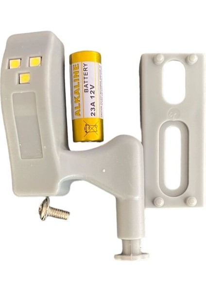 "5 Adet" Üç Ledli Menteşe Üzeri Dolap Içi Sensörlü Dekoratif Aydınlatma (1 Adet + Pil) Tekli Beyaz I