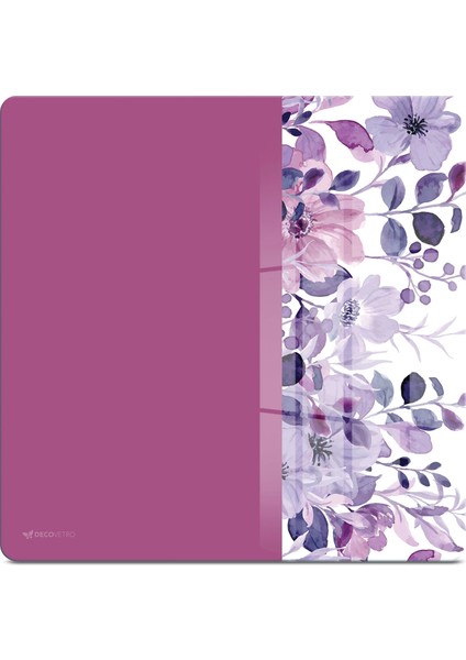 Cam Kesme Tahtası ve Sunumluk Kare Vintage Lila Çiçek 30X30 cm fiyatları