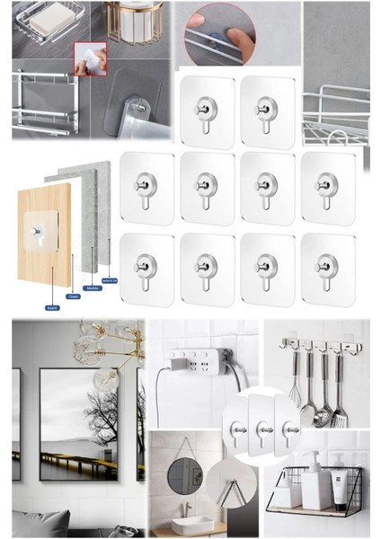 5 Adet Kiracılar Için Banyo Çerçeve Askısı Vidasız Dayanıklı Iz Bırakmayan Duvara Zarar Vermez Hızlı fırsatları