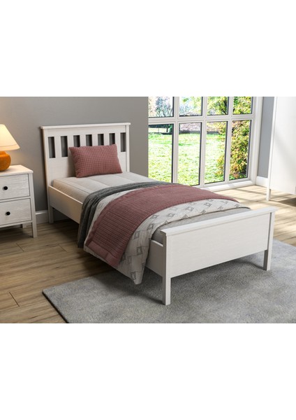 Hunerika Nobra Tek Kişilik Karyola- Minifiks Bağlantılı - Wood Beyaz