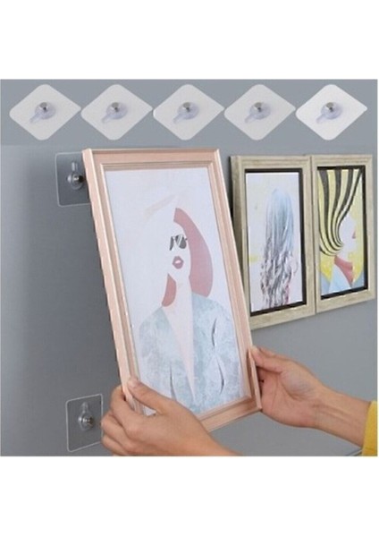 Adet Ultra Güçlü Vantuzlu Askı Çerçeve Askısı Vidalı Kanca Yapışkanlı Dayanıklı Şeffaf Raf Tutucu Vi indirimleri