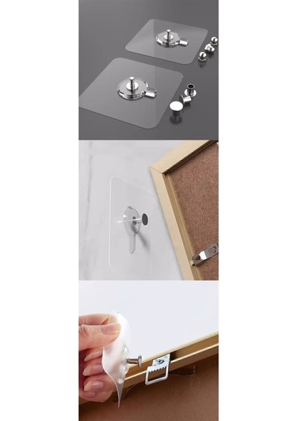 Adet Ultra Güçlü Vantuzlu Askı Çerçeve Askısı Vidalı Kanca Yapışkanlı Dayanıklı Şeffaf Raf Tutucu Vi