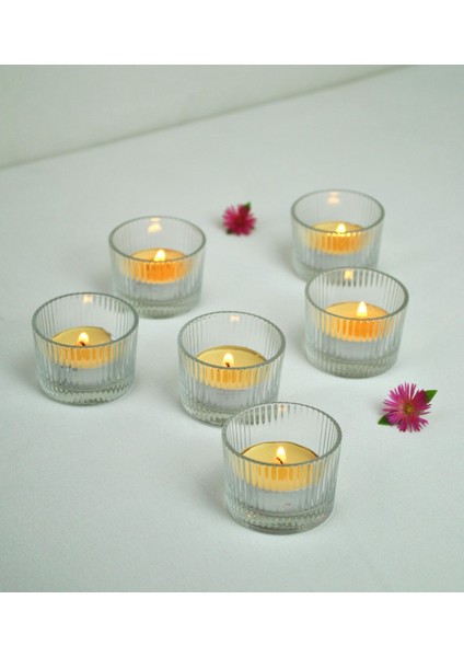 6 Adet Mumluk Küçük Boy Saydam Cam Çap: 5 cm Tealight Mum Mumluk fiyatları