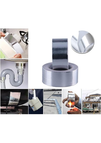 Alüminyum Yanmaz Folyo Bant Tamir Soba Boru Bandı Sıcağa Suya Dayanıklı Yama Düz Gri 45 mm x 20 M Ta fiyatları