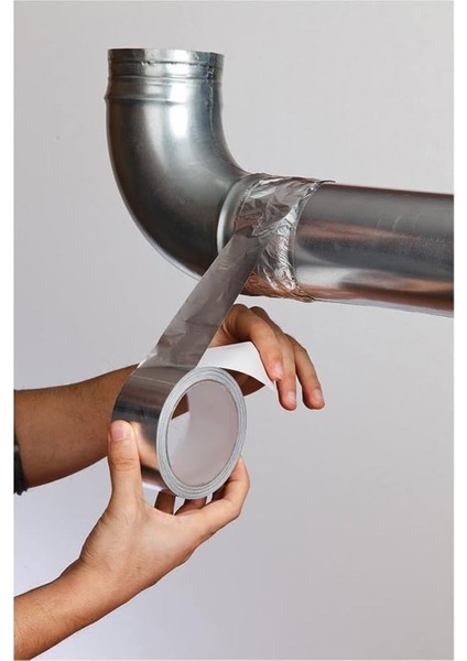 Alüminyum Yanmaz Folyo Bant Tamir Soba Boru Bandı Sıcağa Suya Dayanıklı Yama Düz Gri 45 mm x 20 M Ta modelleri