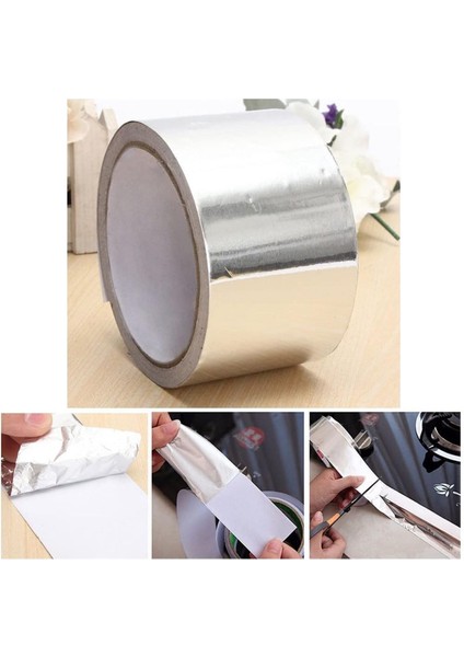 Alüminyum Yanmaz Folyo Bant Tamir Soba Boru Bandı Sıcağa Suya Dayanıklı Yama Düz Gri 45 mm x 20 M Ta indirimleri