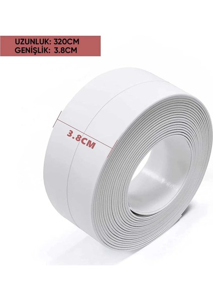 Su Sızdırmaz Banyo Mutfak Pvc Kapı Pencere Kenar Bandı 3.2 mt Beyaz Tuvalet Duşakabin Küvet Bant Tam fiyatları