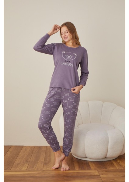 Kadın Pamuk'lu Düğme Yaka Raporlu Interlok Kışlık Pijama Takımı 05006 - 1 Adet indirimleri