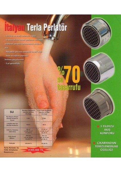 Perlatör %70 Su Tasarruflu 7 Lt Akışlı Su Taşma Yüzüğü modelleri