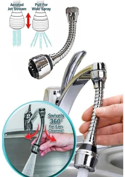 Ayarlanabilir Oynar Başlıklı 2 Fonksiyonlu Perlatör Batarya Ucu Musluk Başlığı Krom Plastik 2 Yıl fiyatları