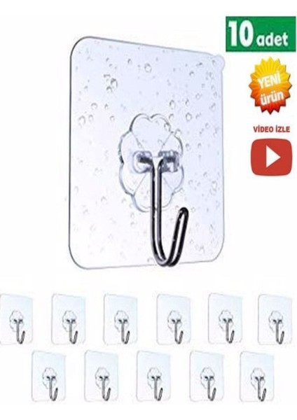 Askı Askılık 10 Adet Güçlü Şeffaf Duvar Askısı Askılığı Yapışkanlı Vantuz Kancalı Mutfak Banyo Askı fiyatları