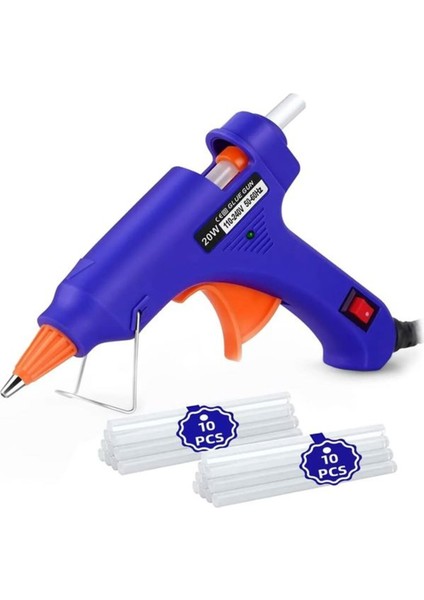 20 Watt Sıcak Silikon Mum Tabancası 10 Adet Silikon (On/off Tuşlu) – 1 Adet On-Off Tuşu ile Aç Kapa