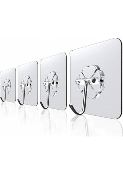 10 Adet Şeffaf Yapışkan Askı Duvar Dolap Havlu Banyo Mutfak Askısı Gri