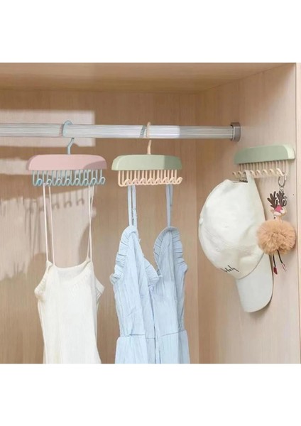1 Adet 8 Kancalı Mutfak Banyo Dolap Askı Sütyen Kemer Kravat Eşarp Takı Elbise Çanta Askısı Yeşil Cn modelleri