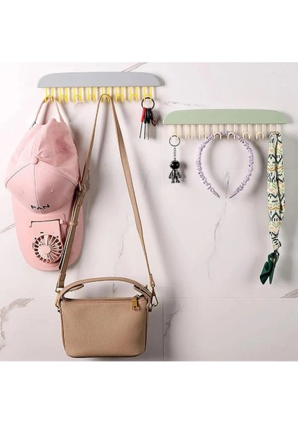 1 Adet 8 Kancalı Mutfak Banyo Dolap Askı Sütyen Kemer Kravat Eşarp Takı Elbise Çanta Askısı Yeşil Cn indirimleri