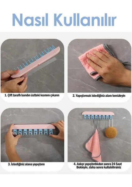 1 Adet 8 Kancalı Mutfak Banyo Dolap Askı Sütyen Kemer Kravat Eşarp Takı Elbise Çanta Askısı Yeşil Cn