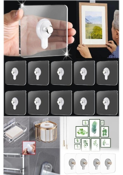 Neler Geldi Neler 10 Adet Duvar Delmeden Zarar Vermeden Yapışkanlı Askılık Çivi Şeffaf Güçlü Iz Bıra