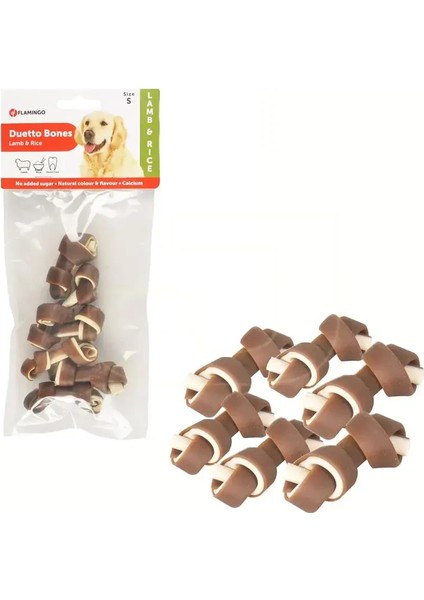 Flamingo Duetto Kuzu ve Pirinçli Düğümlü Köpek Çiğneme Kemiği (6lı) 90GR