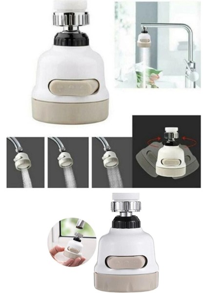 360 Derece Dönebilen 3 Fonksiyonlu Tüm Musluklara Uyumlu Su Tasarruflu Filtre Püskürtücü 2 Yıl