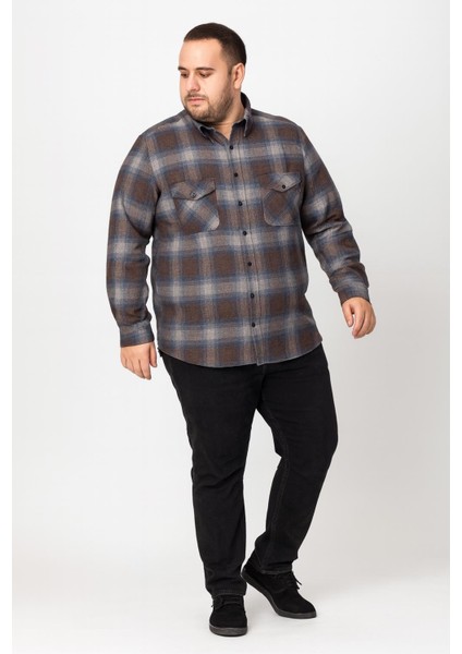 Kaşmir Büyük Beden Klasik Çift Cepli Erkek Gömlek - 7395