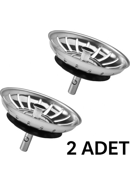 2 Adet Çöpmak 8 cm Paslanmaz Çelik Lavabo Evye Gider Süzgeci (Sifon Süzgeci) – Tıkanıklık Önleyici E