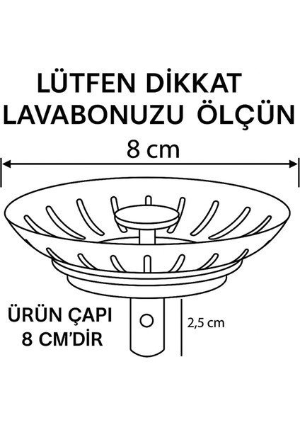 2 Adet Çöpmak 8 cm Paslanmaz Çelik Lavabo Evye Gider Süzgeci (Sifon Süzgeci) – Tıkanıklık Önleyici E fiyatları