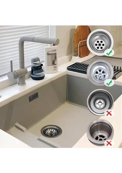 2 Adet Çöpmak 8 cm Paslanmaz Çelik Lavabo Evye Gider Süzgeci (Sifon Süzgeci) – Tıkanıklık Önleyici E