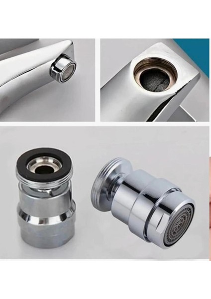 Krom Prinç Oynar Başlıklı Perlatör Dıştan Dişli Filitreli Musluk Ucu 360 Derece Döner Perlatör 2 Yıl