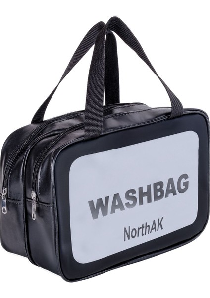 Şeffaf Seyahat Makyaj Çantası - Kozmetik ve Makyaj Çantası Büyük Boy Washbag Siyah fiyatları