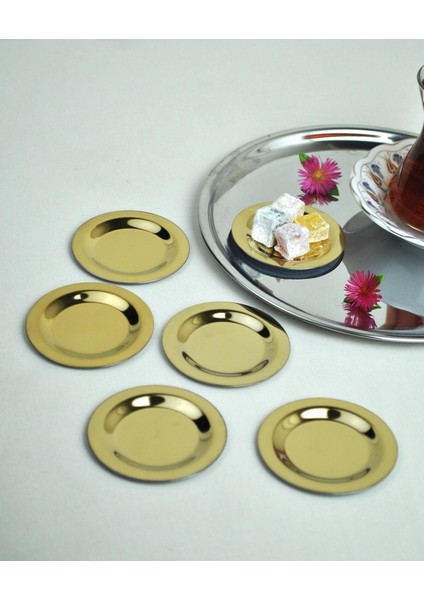 6 Adet Çelik Mini Lokumluk ve Çay Bardak Kapağı Çok Amaçlı