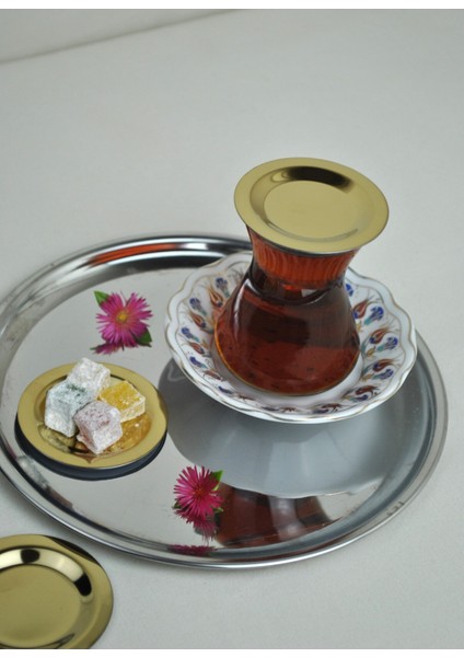 6 Adet Çelik Mini Lokumluk ve Çay Bardak Kapağı Çok Amaçlı fiyatları