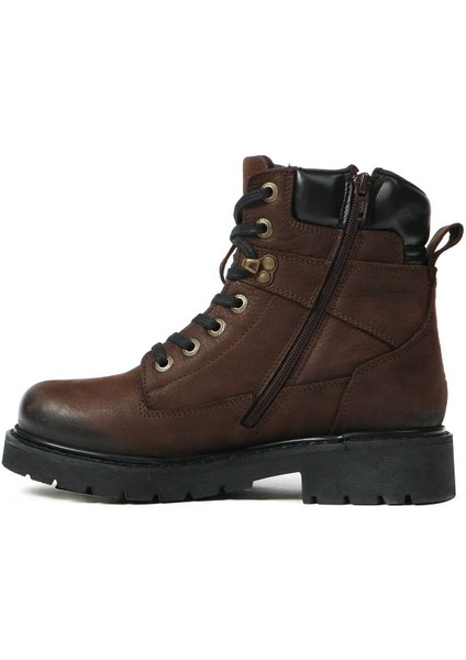 Hakiki Deri Nubuk Kahverengi Kadın Bot & Bootie 18501-G modelleri