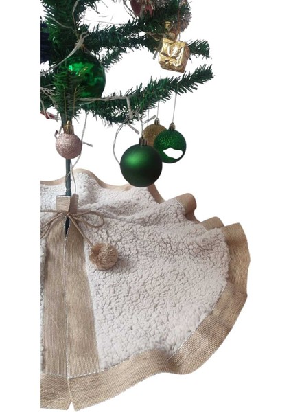 , Yılbaşı Çam Ağacı Altı Örtüsü, Çam Ağacı Ayak Halısı Örtüsü, Kırık Beyaz Renk, Peluş 70 cm fırsatları