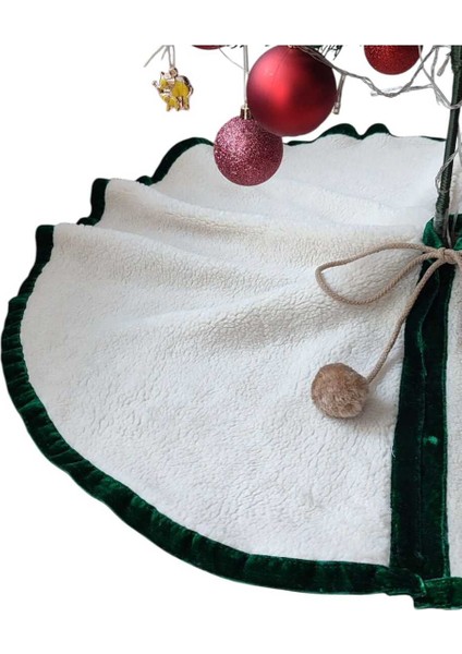 , Yılbaşı Çam Ağacı Altı Örtüsü, Çam Ağacı Ayak Halısı Örtüsü, Kırık Beyaz Renk, Peluş 80 cm fırsatları