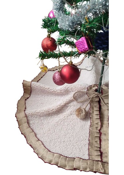 , Yılbaşı Çam Ağacı Altı Örtüsü, Çam Ağacı Ayak Halısı Örtüsü, Krem Renk, Peluş 70 cm fırsatları