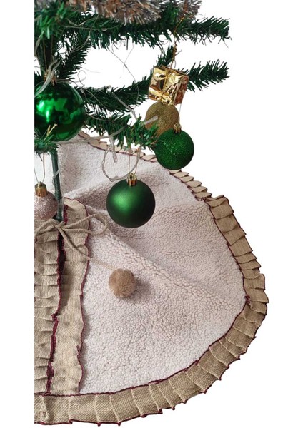, Yılbaşı Çam Ağacı Altı Örtüsü, Çam Ağacı Ayak Halısı Örtüsü, Krem Renk, Peluş 70 cm indirimleri