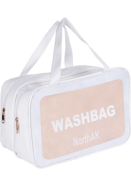 Şeffaf Seyahat Spor Makyaj Çantası - Kozmetik ve Makyaj Çantası Büyük Boy Washbag Beyaz fiyatları