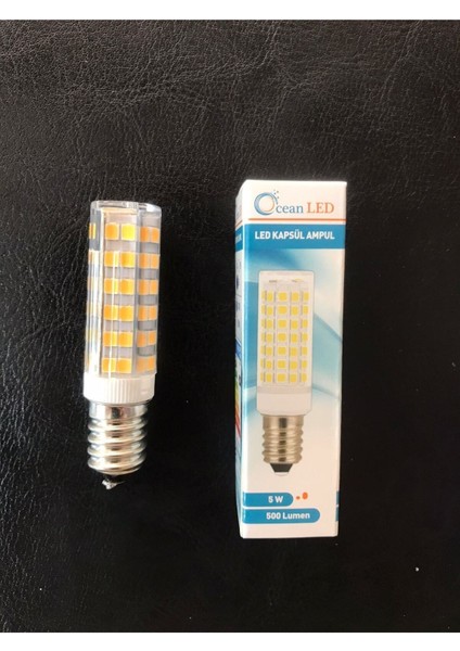 5 Watt 3000 Kelvin 500 Lümen E-14 Ince Duylu LED Kapsül Ampül Avize ve Tuz Lambası Gün Işığı E14 LED