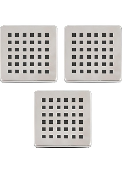 3 Adet Paslanmaz Çelik Kare Delikli Banyo Yer Süzgeç Izgarası Üst Kapak 10X10 Süzgeç Uyumlu Gider Sü