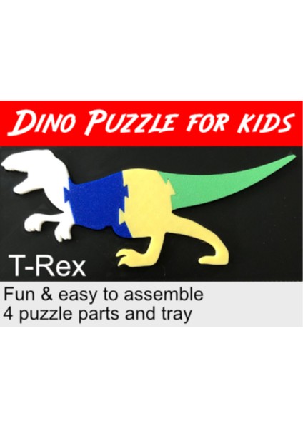T-Rex Bulmaca + Eşleşen Tepsi Çocuk Dostu Montaj