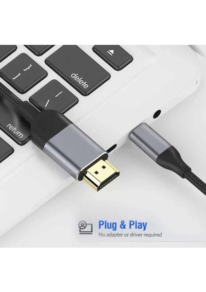 3 Metre 8 Gbps Hız 4k/30 Hz Type C To Hdmı Çevirici Dönüştürücü Tv Telefon Pc Hasır Bağlantı Kablosu ( Lisinya ) fiyatları