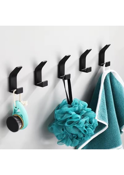 Havlu Askısı, Vestiyer Askısı, Banyo, Mutfak Askısı, Duvara Monte Havlu Tutacağı, 5 Adet Siyah Havlu modelleri