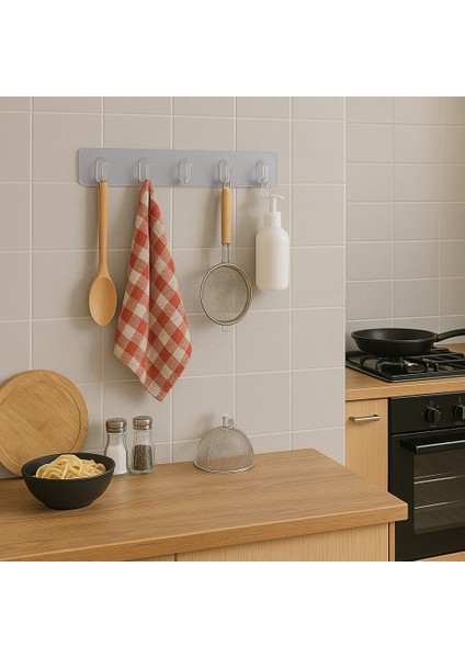 🔹 Şeffaf 5’li Yapışkanlı Duvar Askısı – Iz Bırakmayan, Su Geçirmez, Çok Amaçlı Askı Seti fırsatları