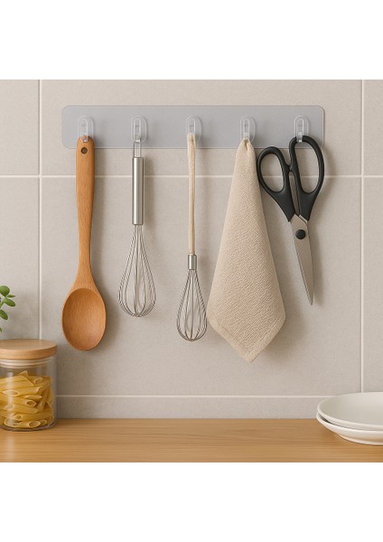 🔹 Şeffaf 5’li Yapışkanlı Duvar Askısı – Iz Bırakmayan, Su Geçirmez, Çok Amaçlı Askı Seti indirimleri